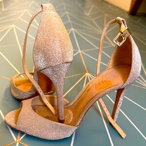 Schutz Metallic Stilettos Sz 6.5 - Metallic Taupe